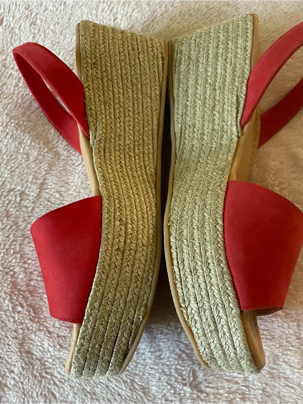 Calaxini Red Slingback Espadrille Sandal,Size 39-8-1/2
